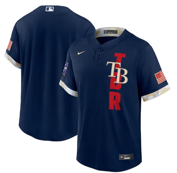 Men's Navy Tampa Bay Rays Blank 2021 All-Star Cool Base Stitched MLB Jersey